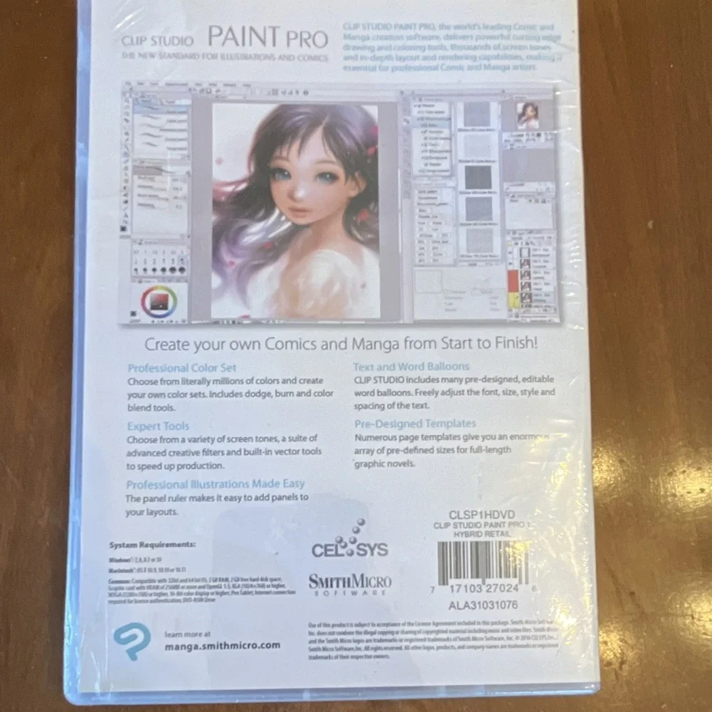 NEW CELSYS Smith Micro Clip Studio Paint Pro Illustration DVD Retail Windows Mac